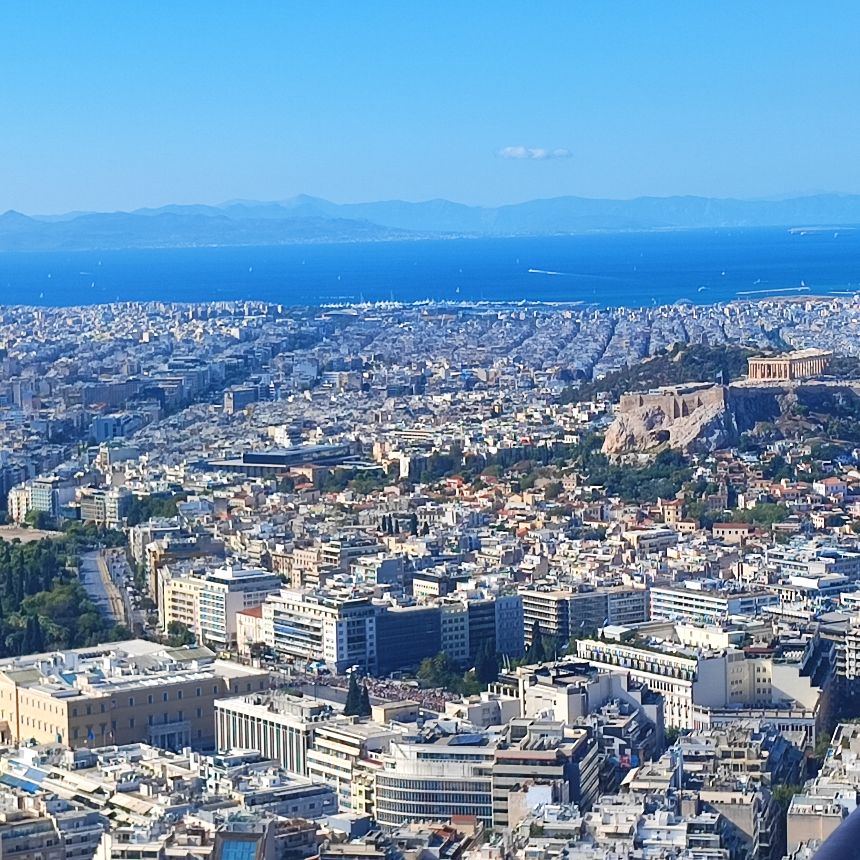 View from the Lycabettus Hill in Athens, Greece