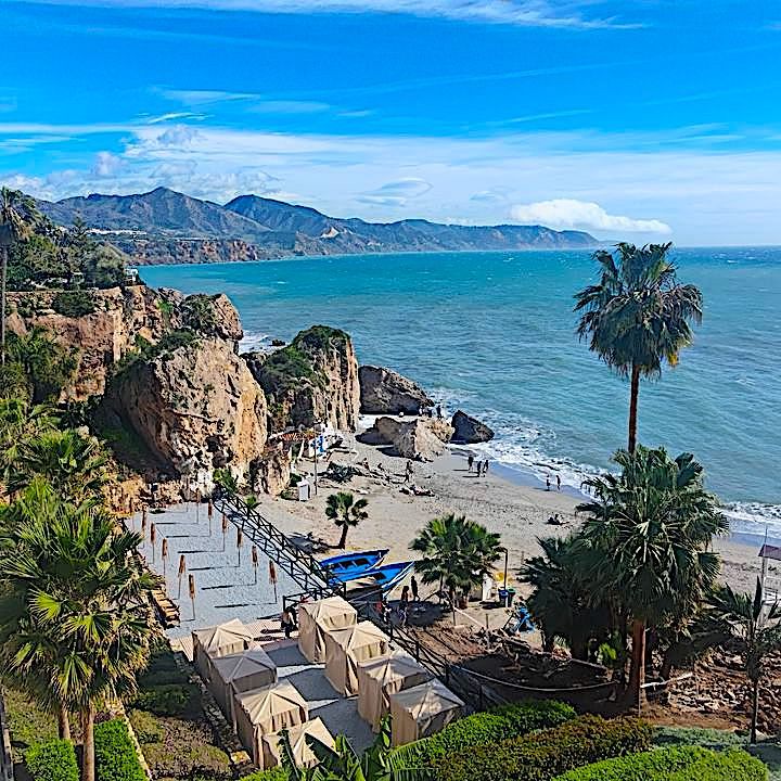 View from Balcón de Europa in Nerja, Spain