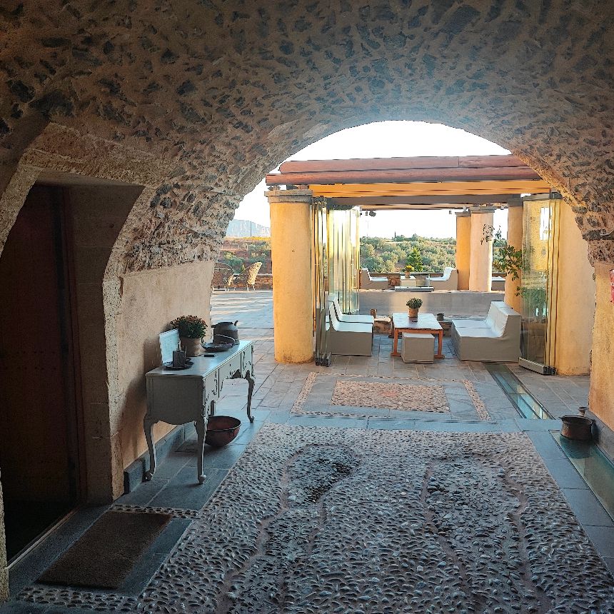 Entrance of the Kinsterna Hotel in Monemvasia, Greece
